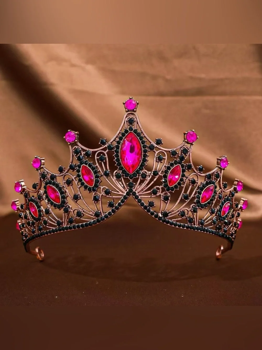 Rose Gold Tiara with Vibrant Fuchsia Gems